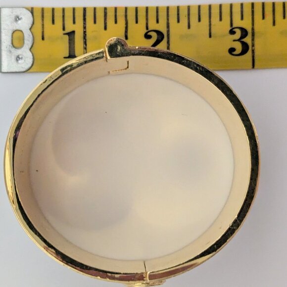 Makenzie Childs Bittersweet signed Runway Purple Tones w/ Gold Tone Hinge Bangle - Picture 2 of 5